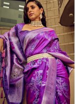 Outstanding Woven Violet Classic Saree