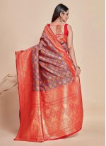 Paramount Woven Kanjivaram Silk Red Contemporary Saree