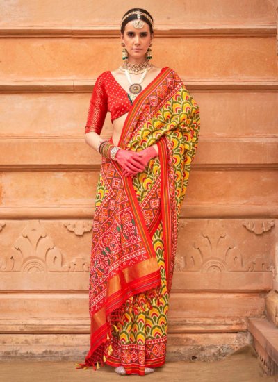 Patola Silk  Multi Colour Contemporary Style Saree