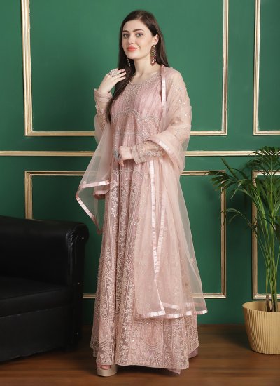 Peach Wedding Net Trendy Salwar Suit