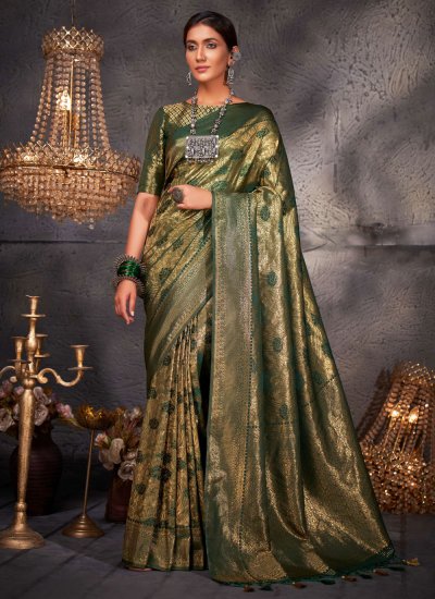 Phenomenal Green Woven Kanjivaram Silk Classic Saree
