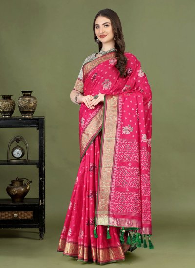 Phenomenal Weaving Pink Patola Silk  Contemporary Style Saree