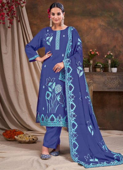 Picturesque Embroidered Jacquard Salwar Suit