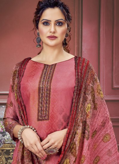 Picturesque Pink Digital Print Muslin Salwar Suit