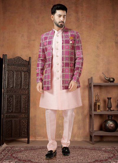 Pink and Purple Silk Indo Western