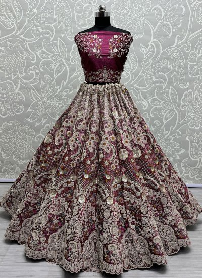 Pink Dori Work Velvet Designer Lehenga Choli
