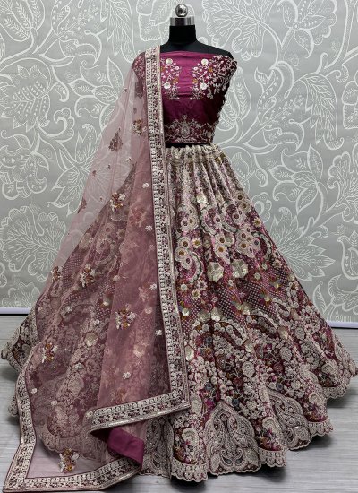 Pink Dori Work Velvet Designer Lehenga Choli
