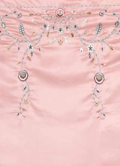 Pink Embroidered Satin Silk Trendy Saree