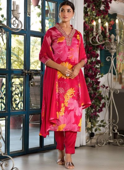 Pink Embroidered Silk Blend Trendy Salwar Kameez