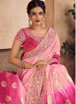 Pink Embroidered Wedding Contemporary Saree