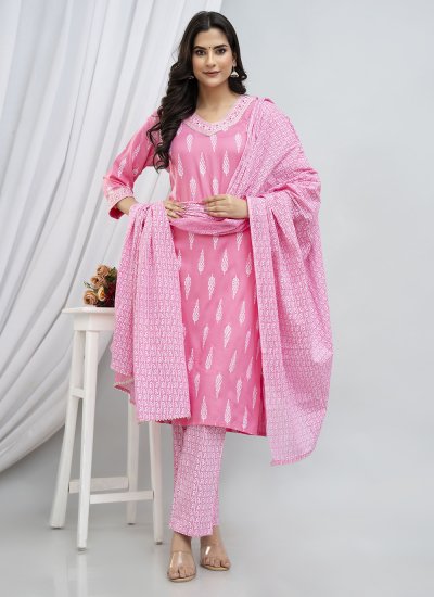 Pink Printed Reception Readymade Salwar Suit