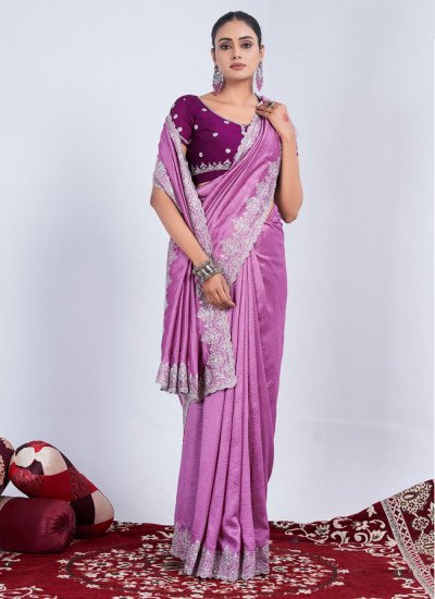 Pink Rangoli Ceremonial Designer Saree