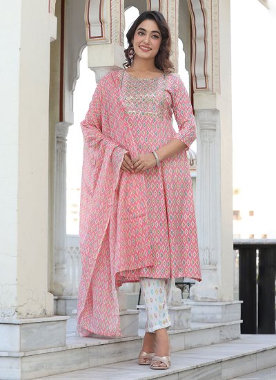 Pink Sequins Casual Readymade Salwar Suit