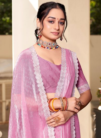 Pink Silk Ceremonial Trendy Saree