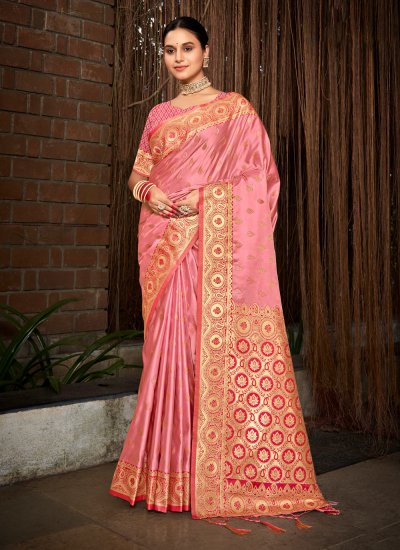 Pink Silk Weaving Classic Designer Saree