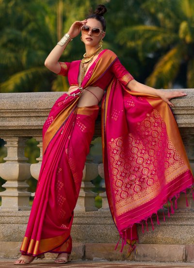 Pink Silk Weaving Classic Saree