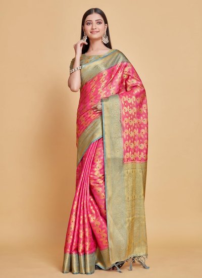 Pink Weaving Designer Saree