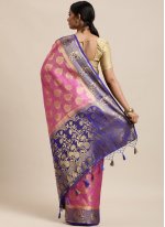 Pink Weaving Kanjivaram Silk Contemporary Saree