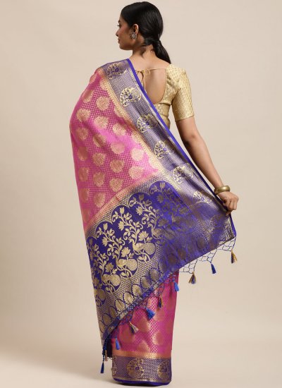 Pink Weaving Kanjivaram Silk Contemporary Saree