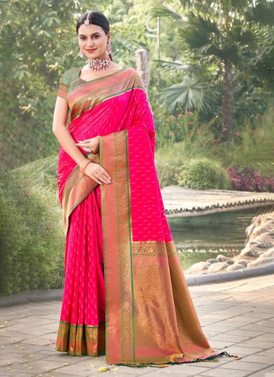 Pink Weaving Reception Designer Traditional Saree