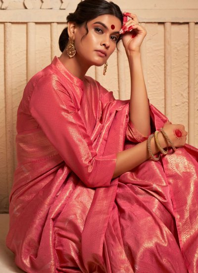 Pink Woven Party Classic Saree