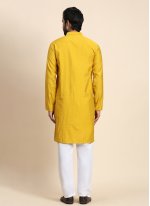 Plain Viscose Kurta Pyjama in Mustard