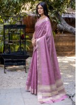 Pleasing Cotton Purple Woven Contemporary Saree