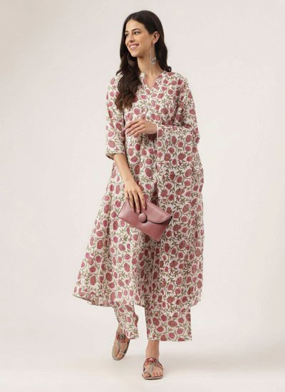 Pleasing Printed Cotton Readymade Salwar Suit