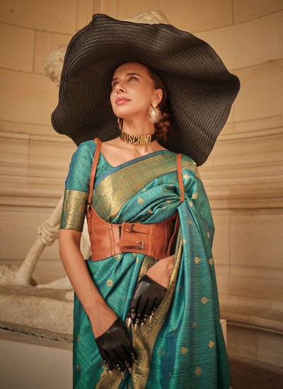 Praiseworthy Green Weaving Silk Trendy Saree