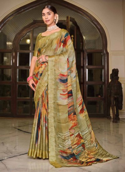 Praiseworthy Printed Multi Colour Chiffon Classic Saree