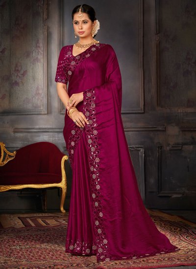 Praiseworthy Rani Embroidered Georgette Classic Saree