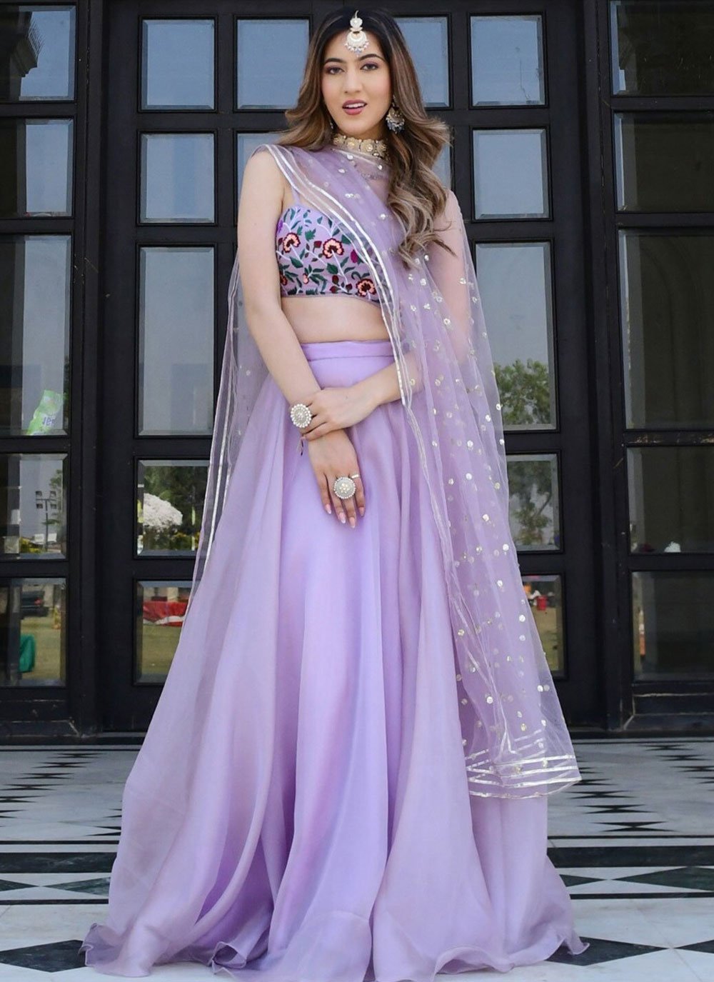 slim fit dress slacks Mint Green Thread Embroidered Net Festival Lehenga Choli main image 0