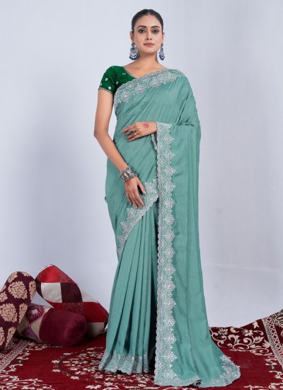 Pretty Rangoli Weaving Sea Green Classic Saree