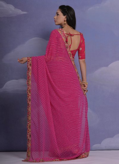Printed Georgette Contemporary Style Saree in Pink