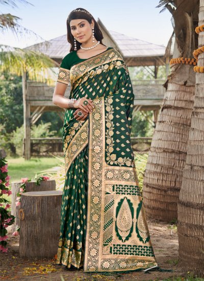 Prodigious Green Silk Traditional Designer Saree