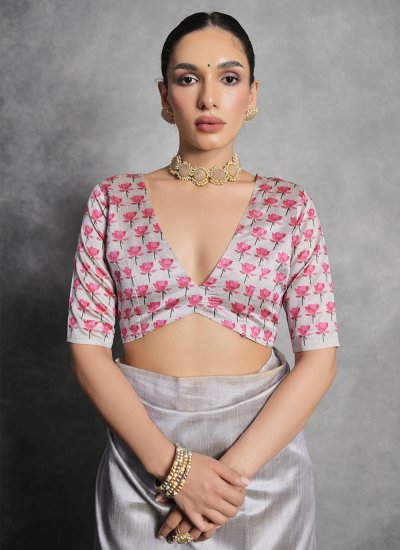 Prominent Tussar Silk Grey Trendy Saree