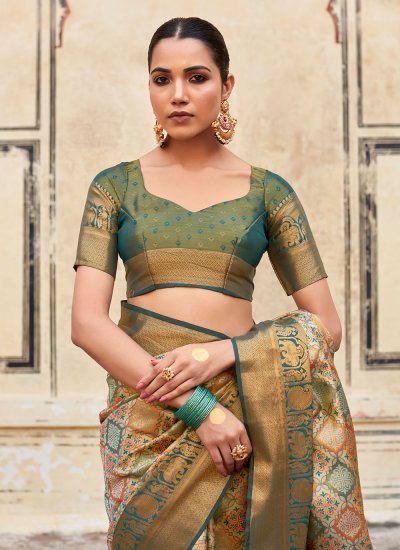 Pure Silk Contemporary Saree in Green