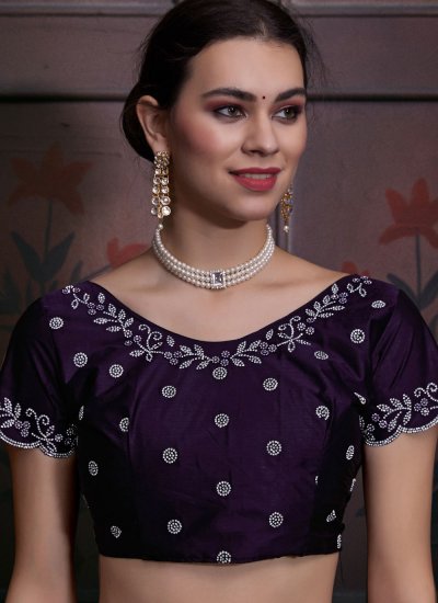 Purple Ceremonial Chiffon Trendy Saree