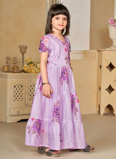 Purple Digital Print Gown 