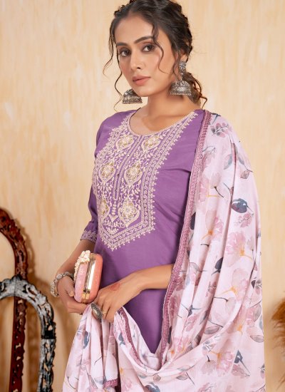 Purple Embroidered Salwar Kameez