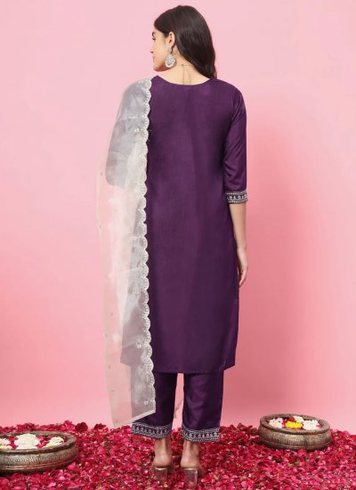 Purple Embroidered Trendy Salwar Suit
