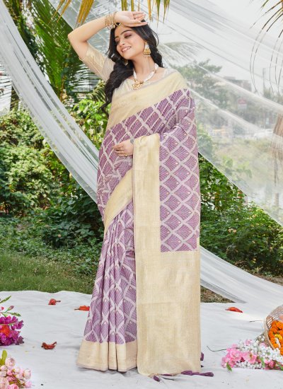 Purple Fancy Cotton Designer Saree