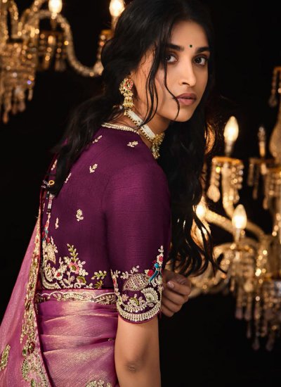 Purple Fancy Fabric Wedding Trendy Saree