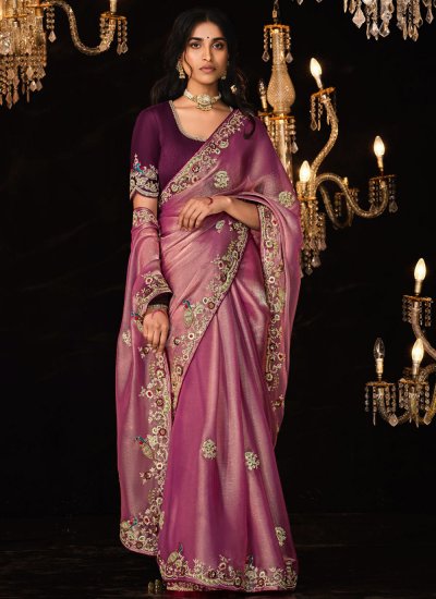 Purple Fancy Fabric Wedding Trendy Saree