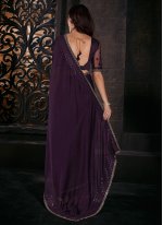 Purple Sequins Chiffon Satin Classic Saree