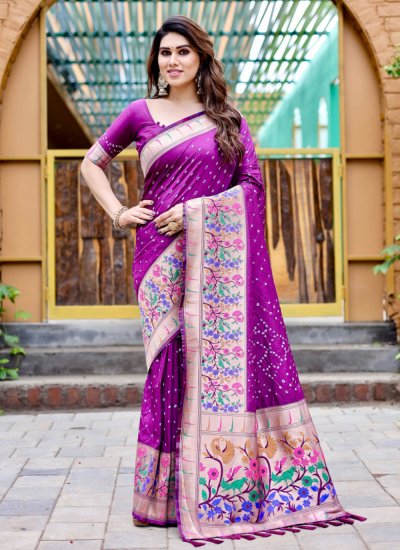 Purple Weaving Trendy Saree