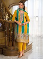 Rama and Yellow Color Trendy Salwar Kameez