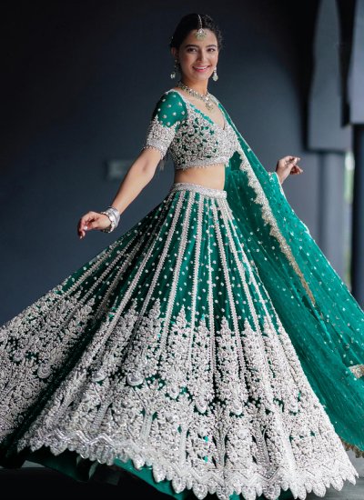 Green Designer Lehenga Blouse for Women, One Shoulder Cape Style Trendy  Lehenga, Indian Wedding Engagement Mehendi Sangeet Party Wear - Etsy