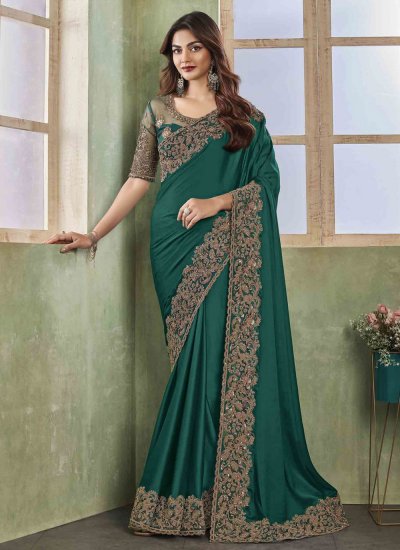 Rama Engagement Silk Trendy Saree