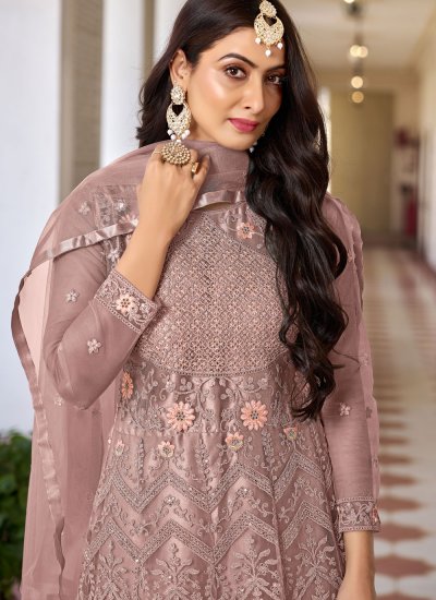 Ravishing Net Brown Sequins Anarkali Salwar Suit